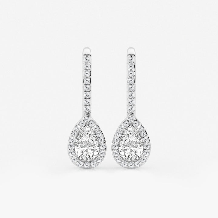 Elegant Pear Halo Lab Grown Diamond Drop Earrings