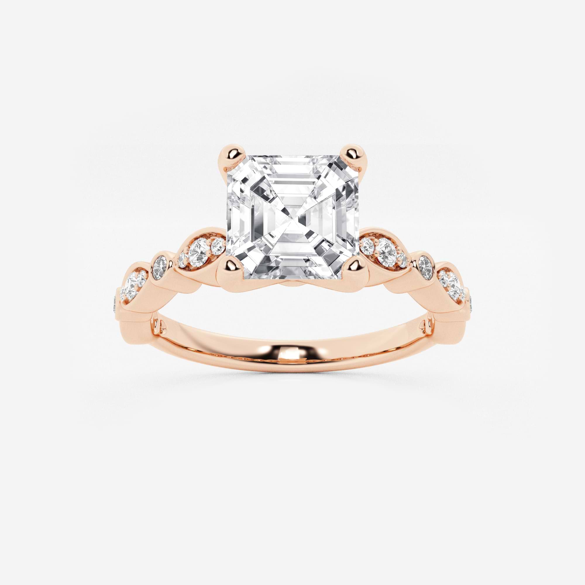 Regalia Asscher Lab Grown Diamond Marquise Accent Engagement Ring