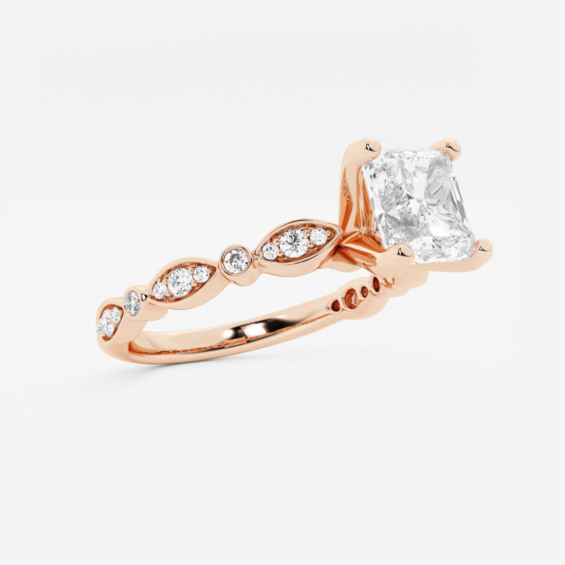 Regalia Asscher Lab Grown Diamond Marquise Accent Engagement Ring