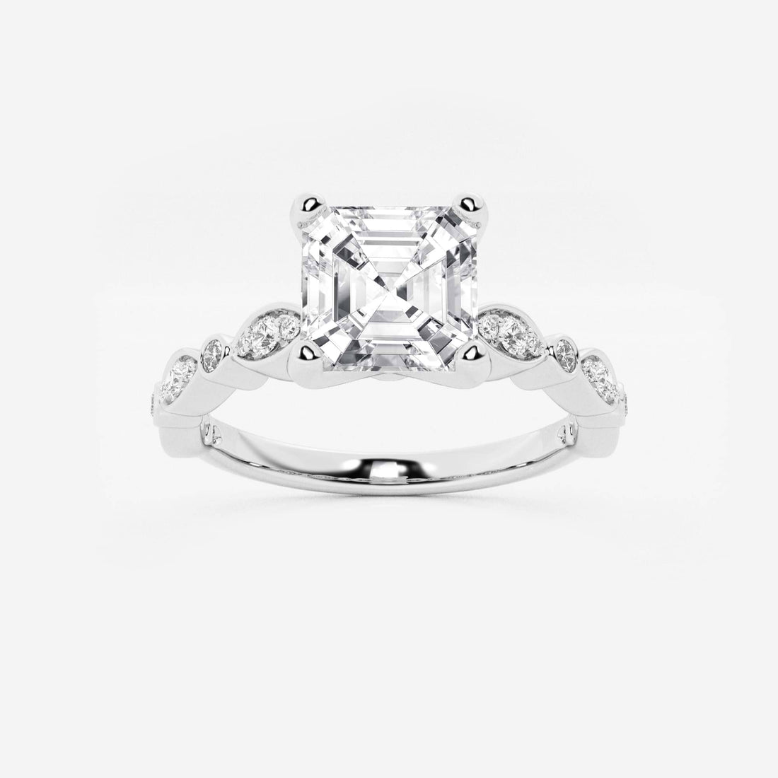 Regalia Asscher Lab Grown Diamond Marquise Accent Engagement Ring