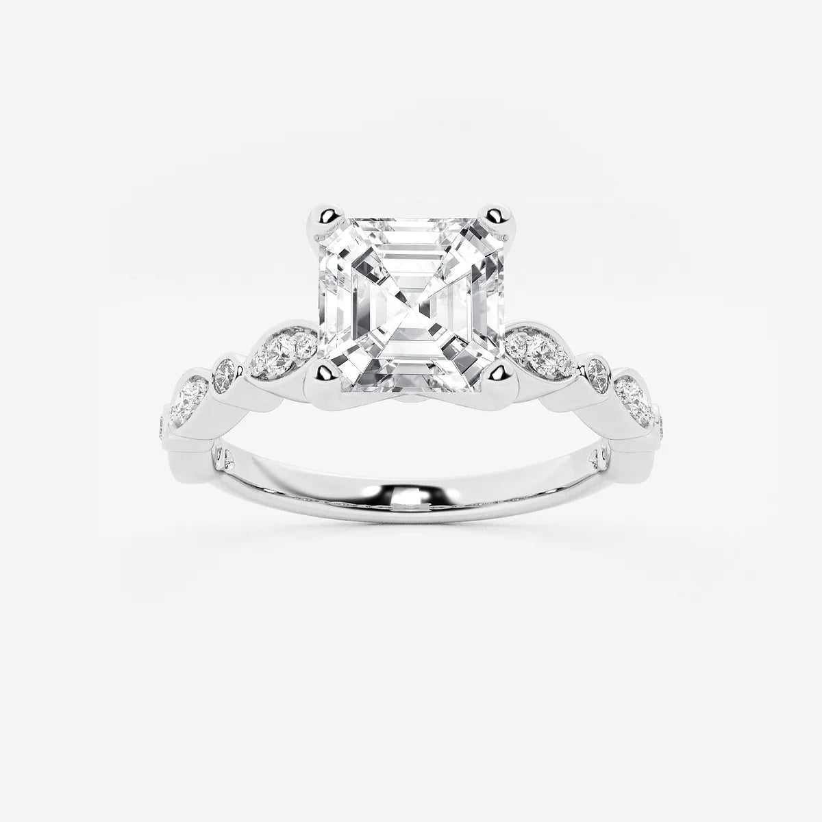 Regalia Asscher Lab Grown Diamond Marquise Accent Engagement Ring