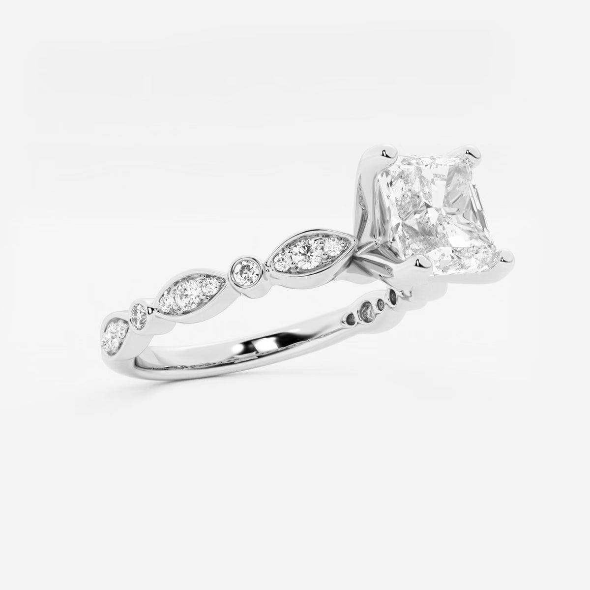Regalia Asscher Lab Grown Diamond Marquise Accent Engagement Ring