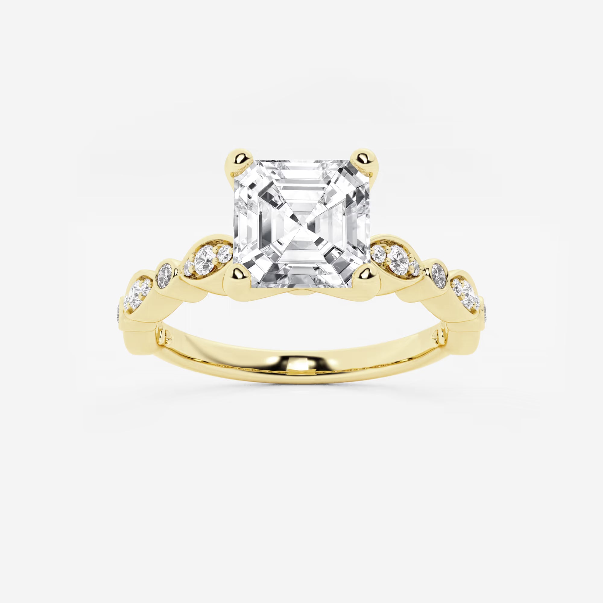 Regalia Asscher Lab Grown Diamond Marquise Accent Engagement Ring