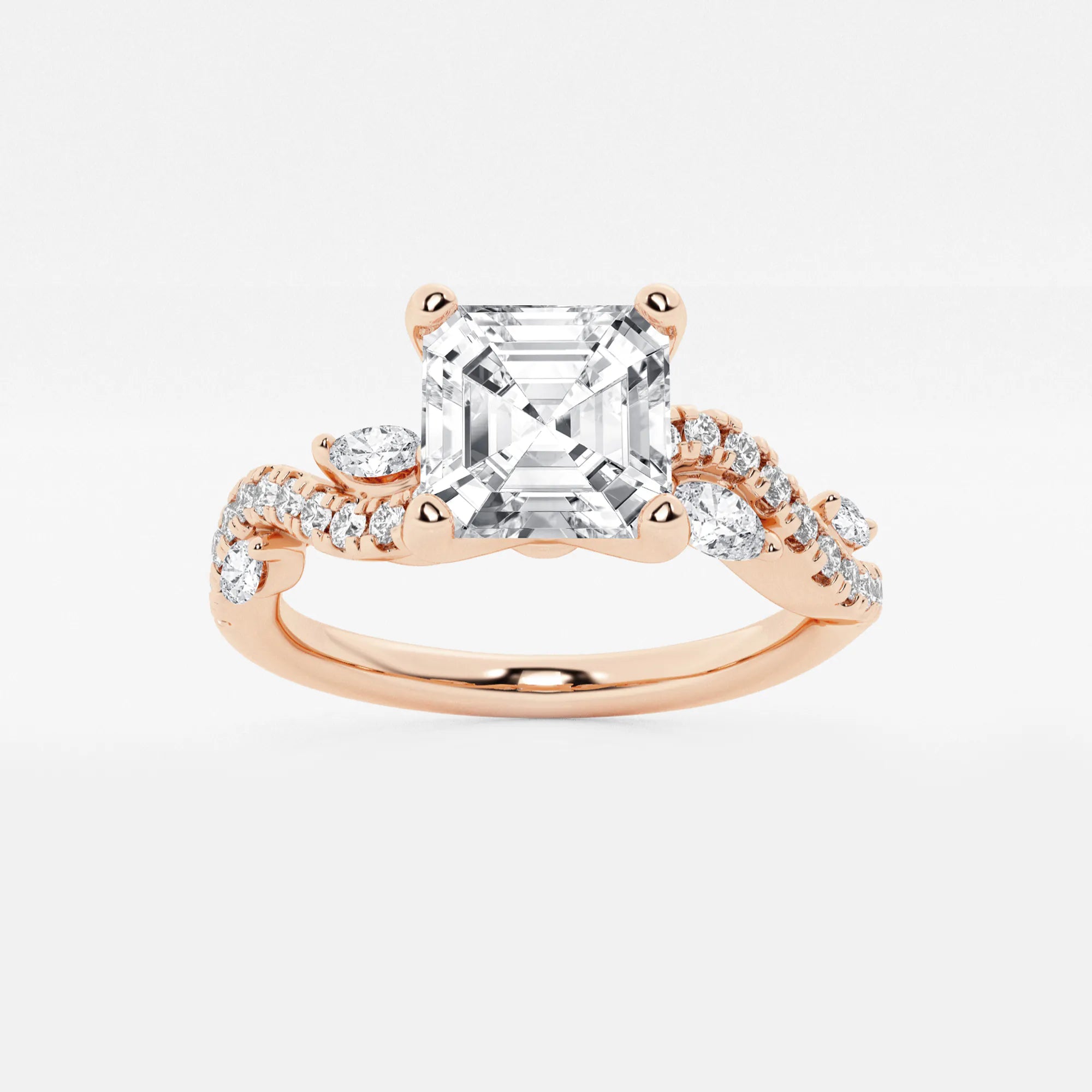 Verdelle Asscher Lab Grown Diamond Marquise Vine Engagement Ring