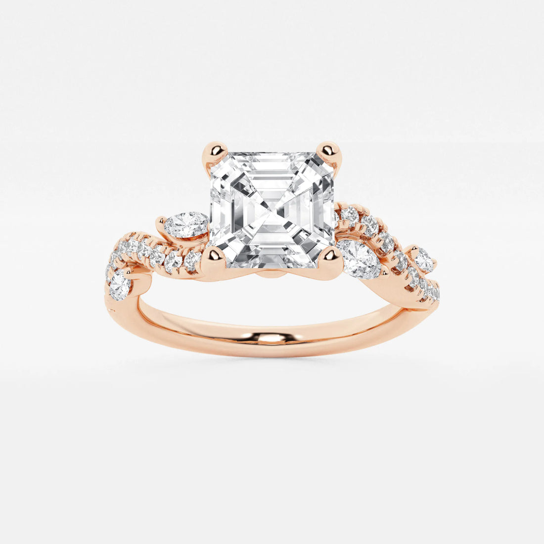 Verdelle Asscher Lab Grown Diamond Marquise Vine Engagement Ring