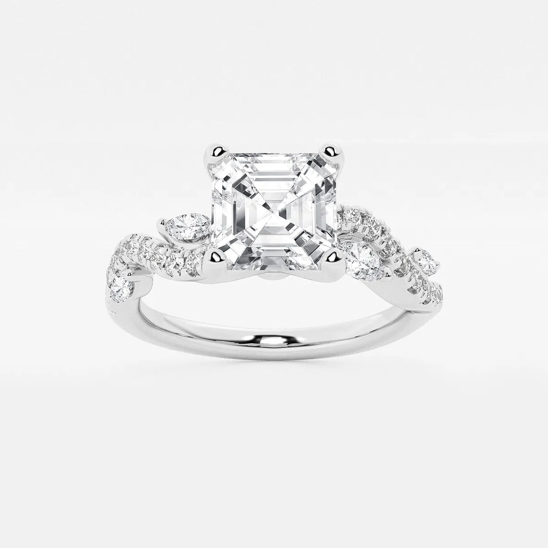 Verdelle Asscher Lab Grown Diamond Marquise Vine Engagement Ring