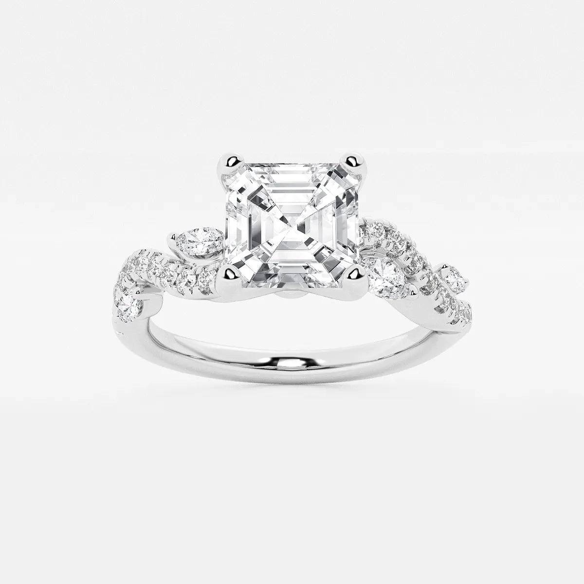 Verdelle Asscher Lab Grown Diamond Marquise Vine Engagement Ring
