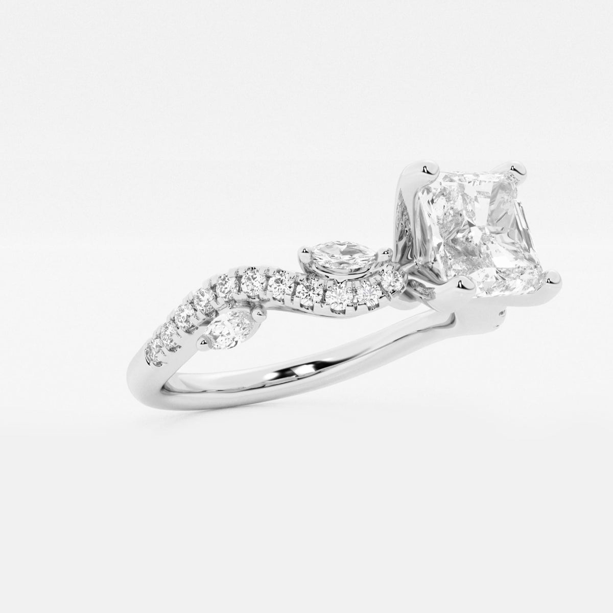 Verdelle Asscher Lab Grown Diamond Marquise Vine Engagement Ring