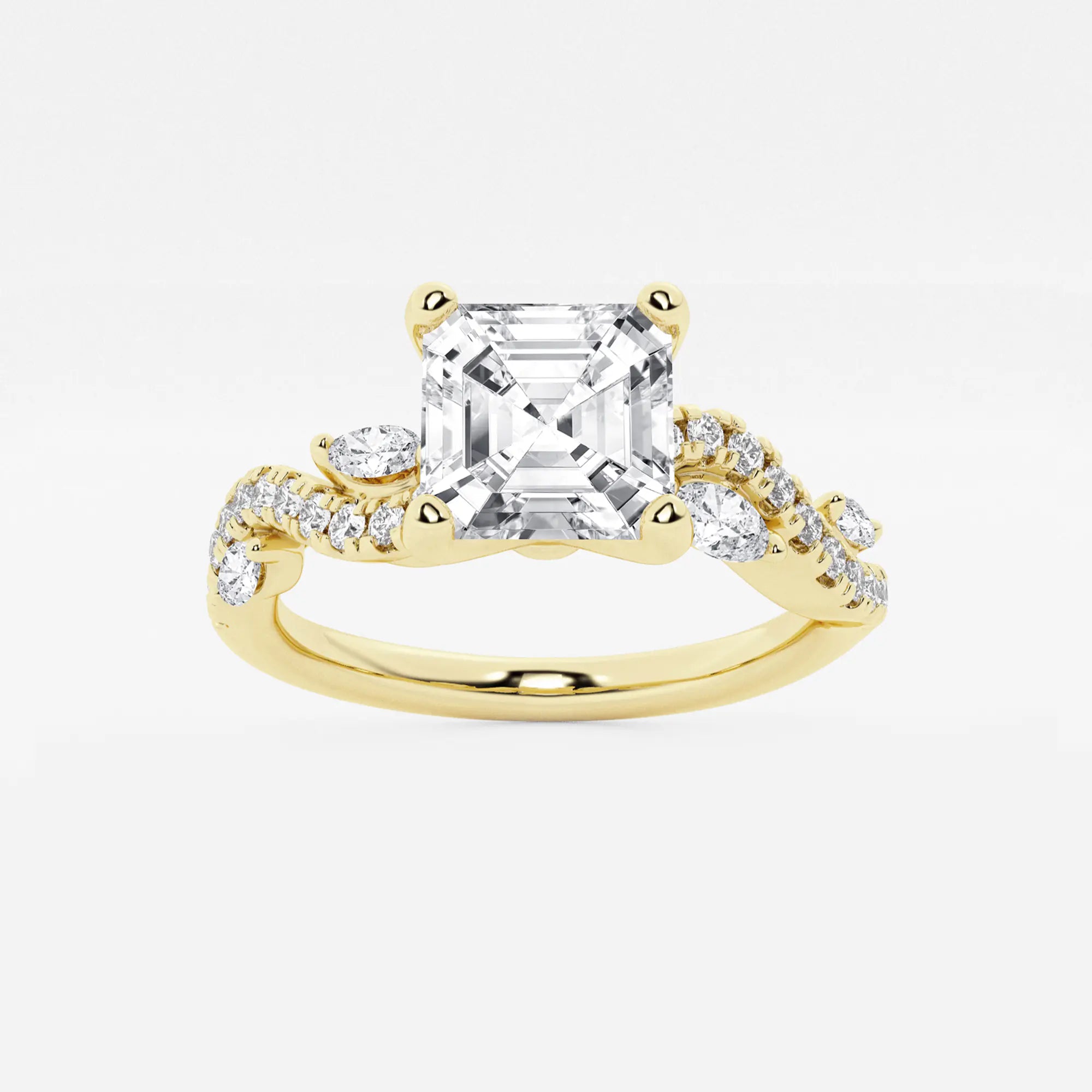 Verdelle Asscher Lab Grown Diamond Marquise Vine Engagement Ring