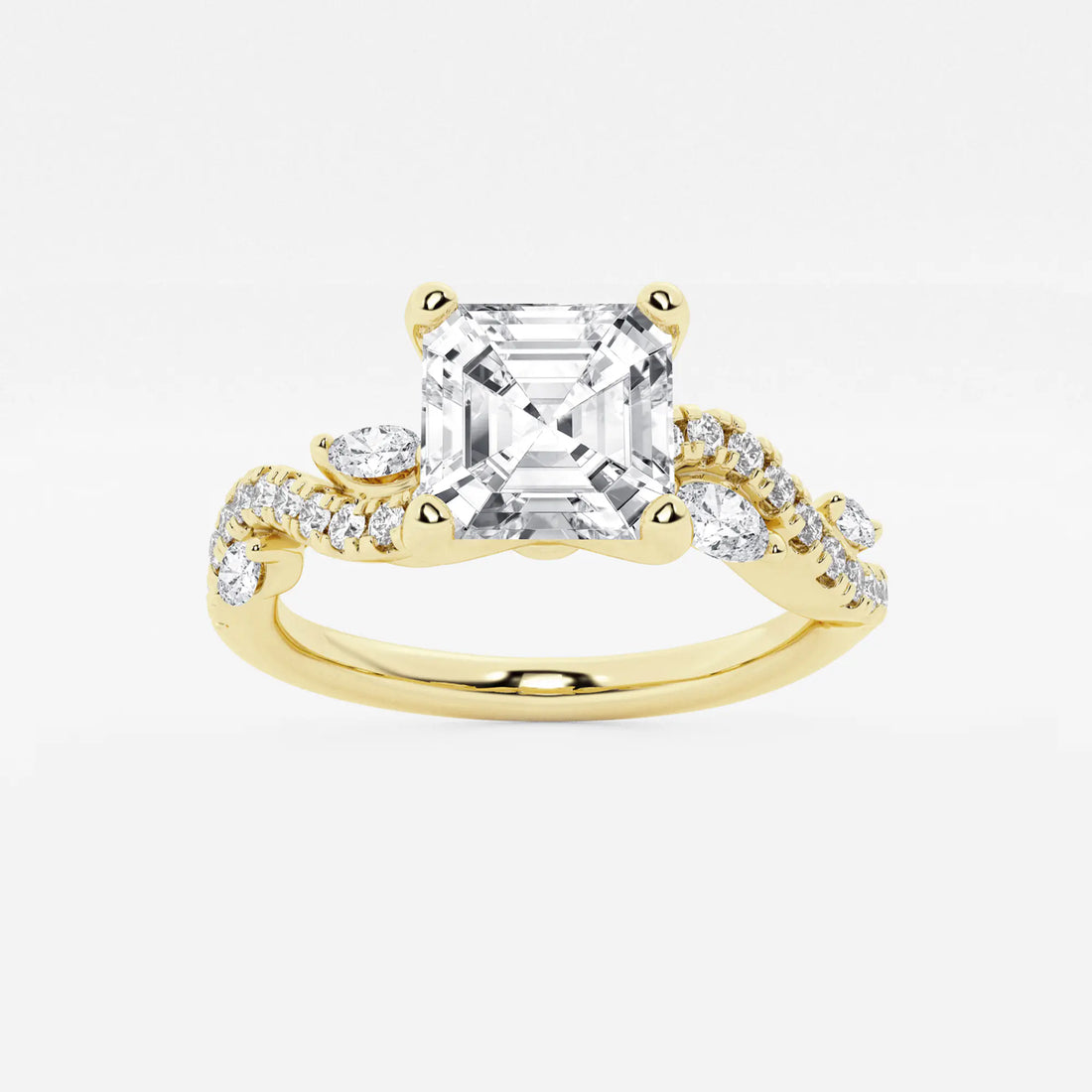 Verdelle Asscher Lab Grown Diamond Marquise Vine Engagement Ring