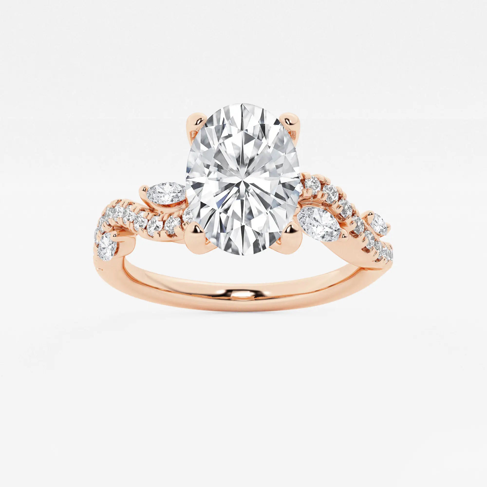 Oval Cut Lab-Grown Diamond Twisted Vine Engagement Ring