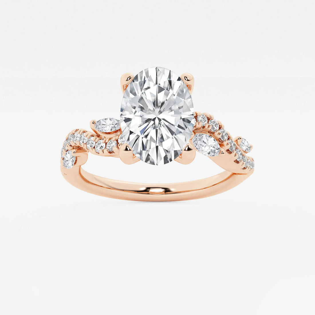 Oval Cut Lab-Grown Diamond Twisted Vine Engagement Ring
