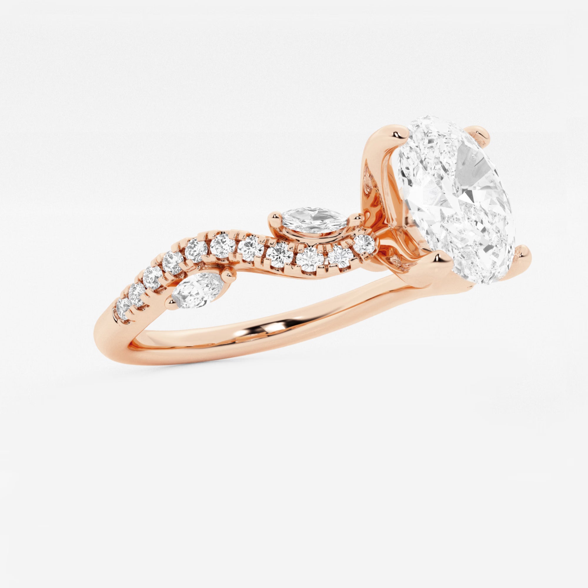 Oval Cut Lab-Grown Diamond Twisted Vine Engagement Ring