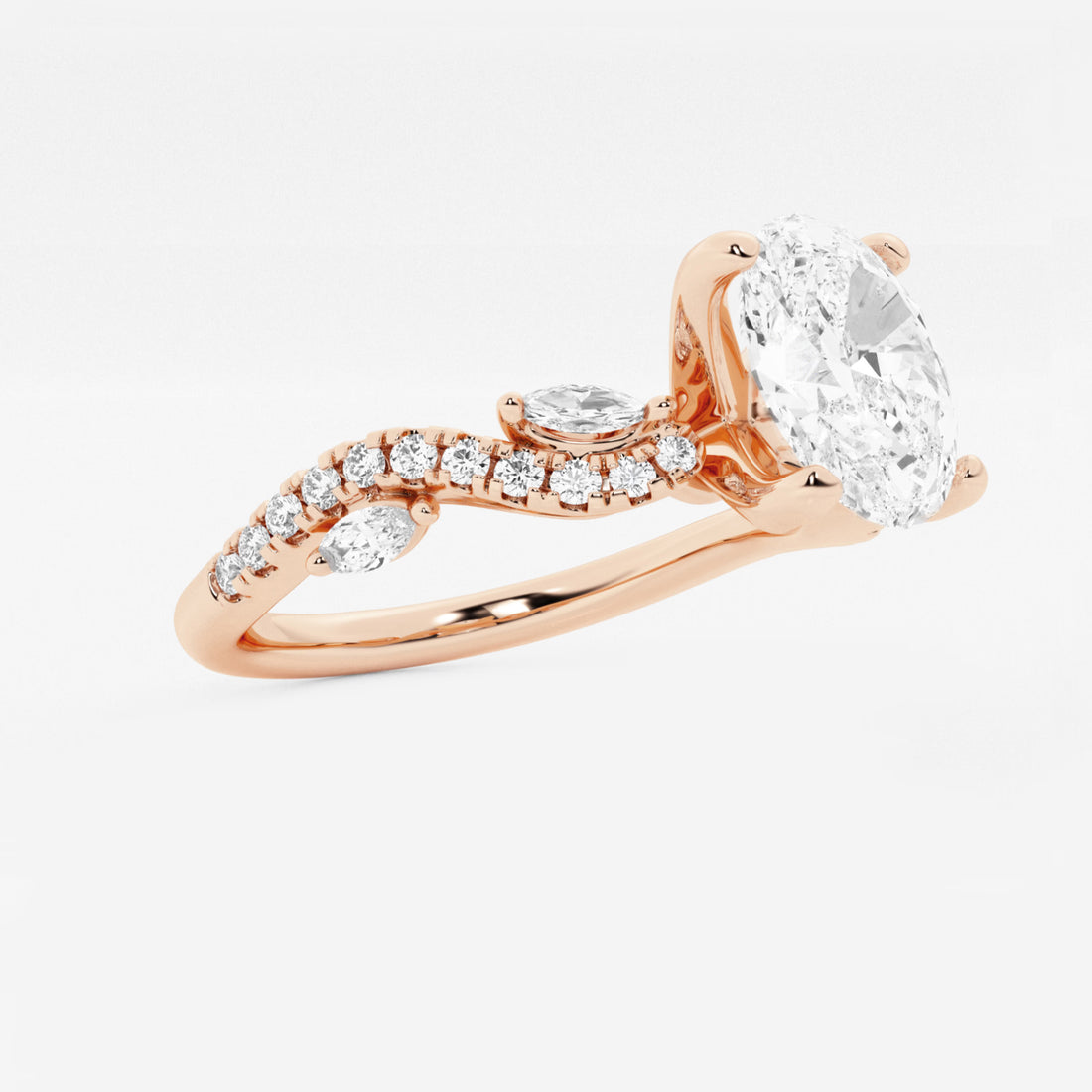 Oval Cut Lab-Grown Diamond Twisted Vine Engagement Ring