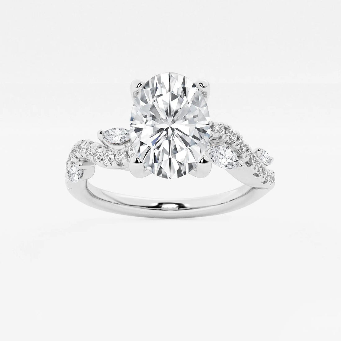 Oval Cut Lab-Grown Diamond Twisted Vine Engagement Ring