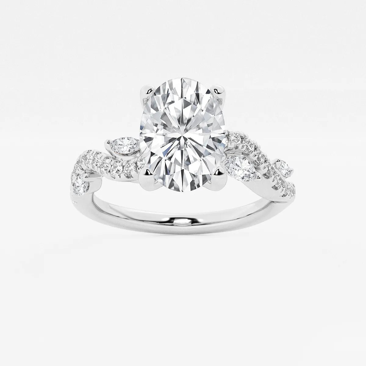 Oval Cut Lab-Grown Diamond Twisted Vine Engagement Ring