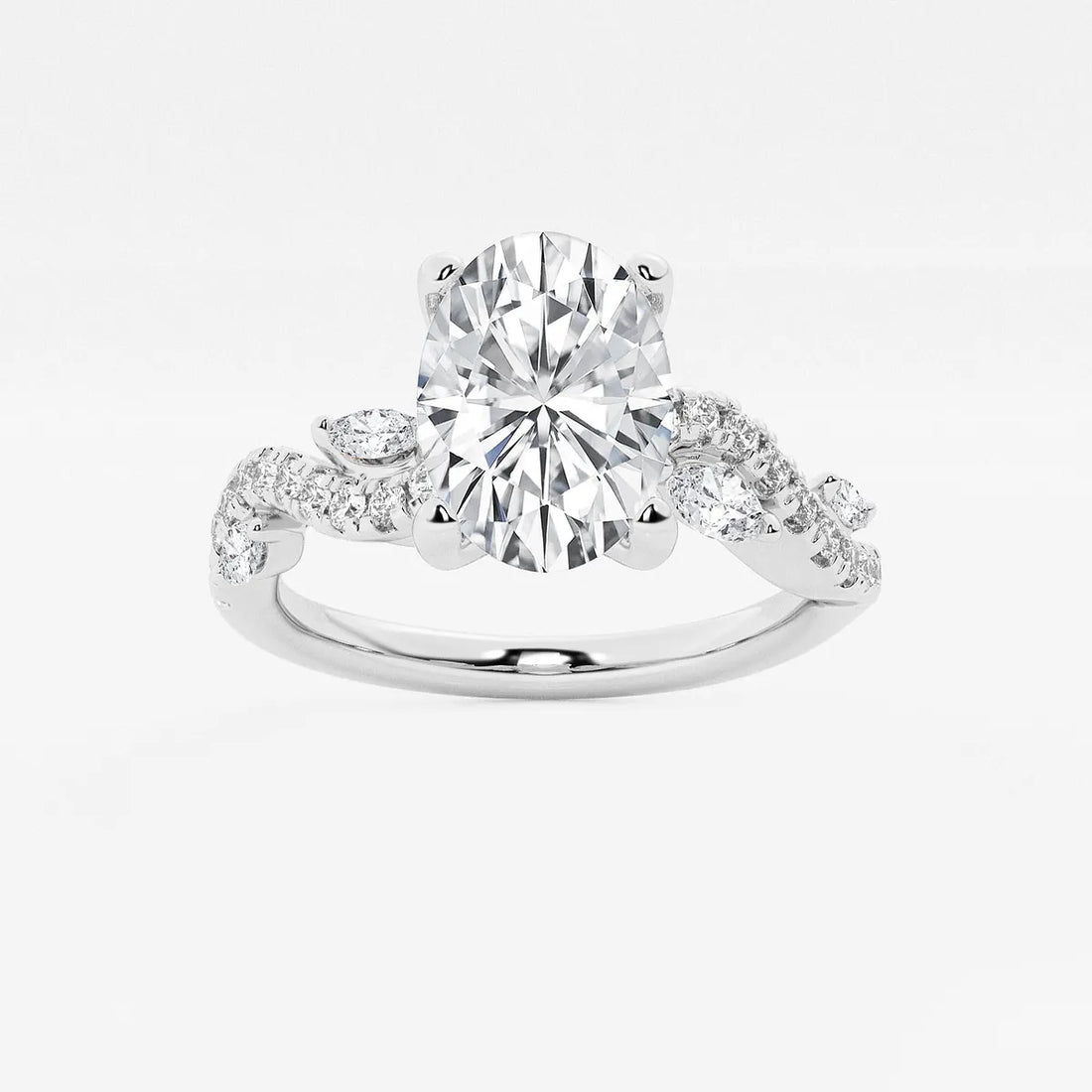 Oval Cut Lab-Grown Diamond Twisted Vine Engagement Ring