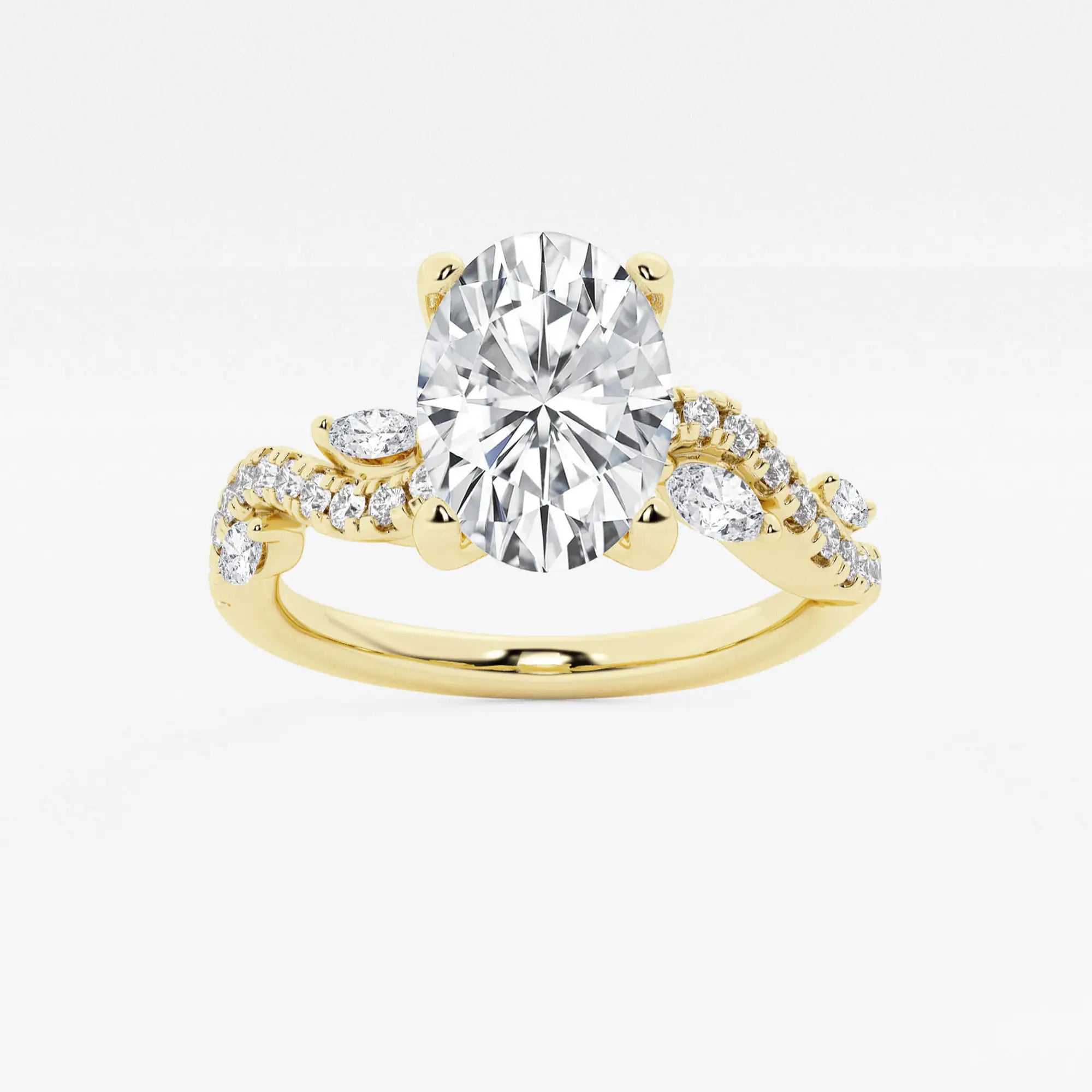 Oval Cut Lab-Grown Diamond Twisted Vine Engagement Ring