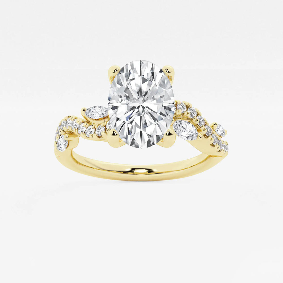 Oval Cut Lab-Grown Diamond Twisted Vine Engagement Ring