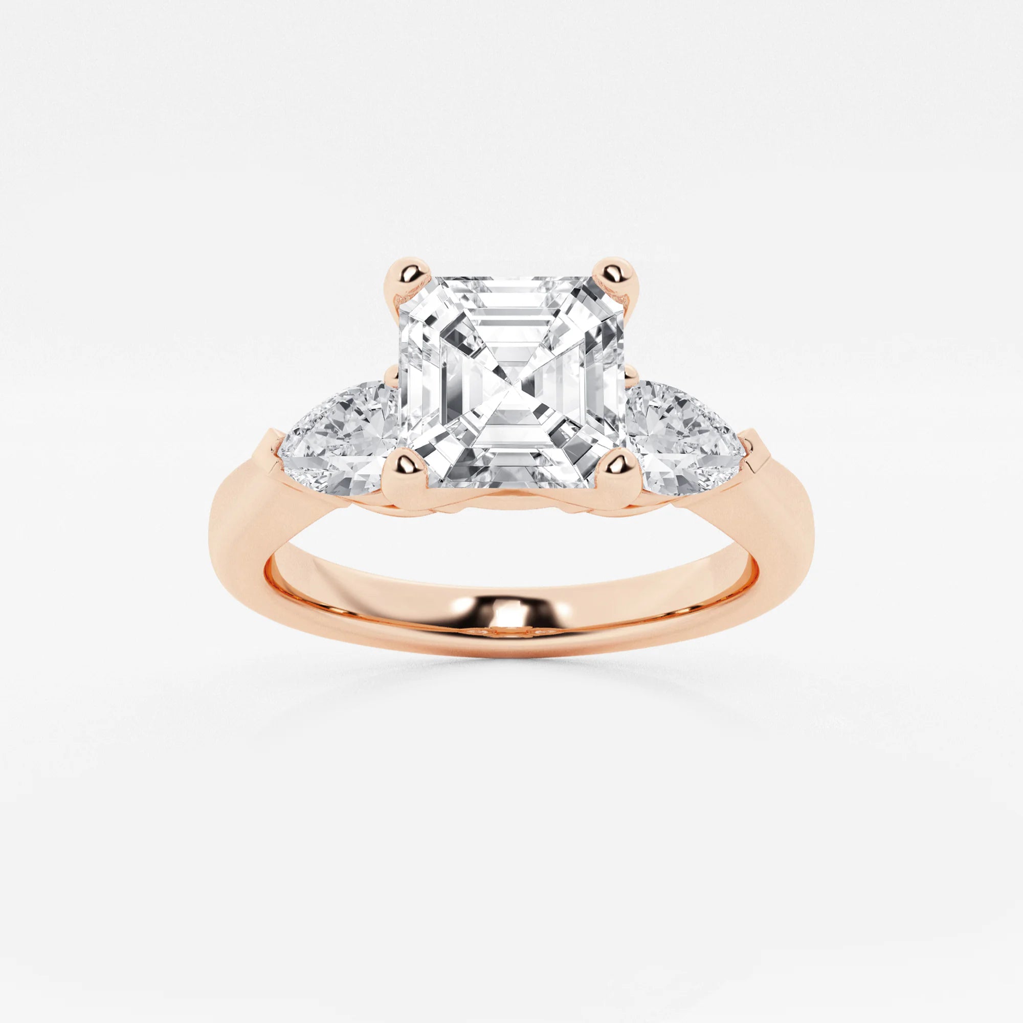 Celestial Harmony Asscher Diamond Three-Stone Engagement Ring