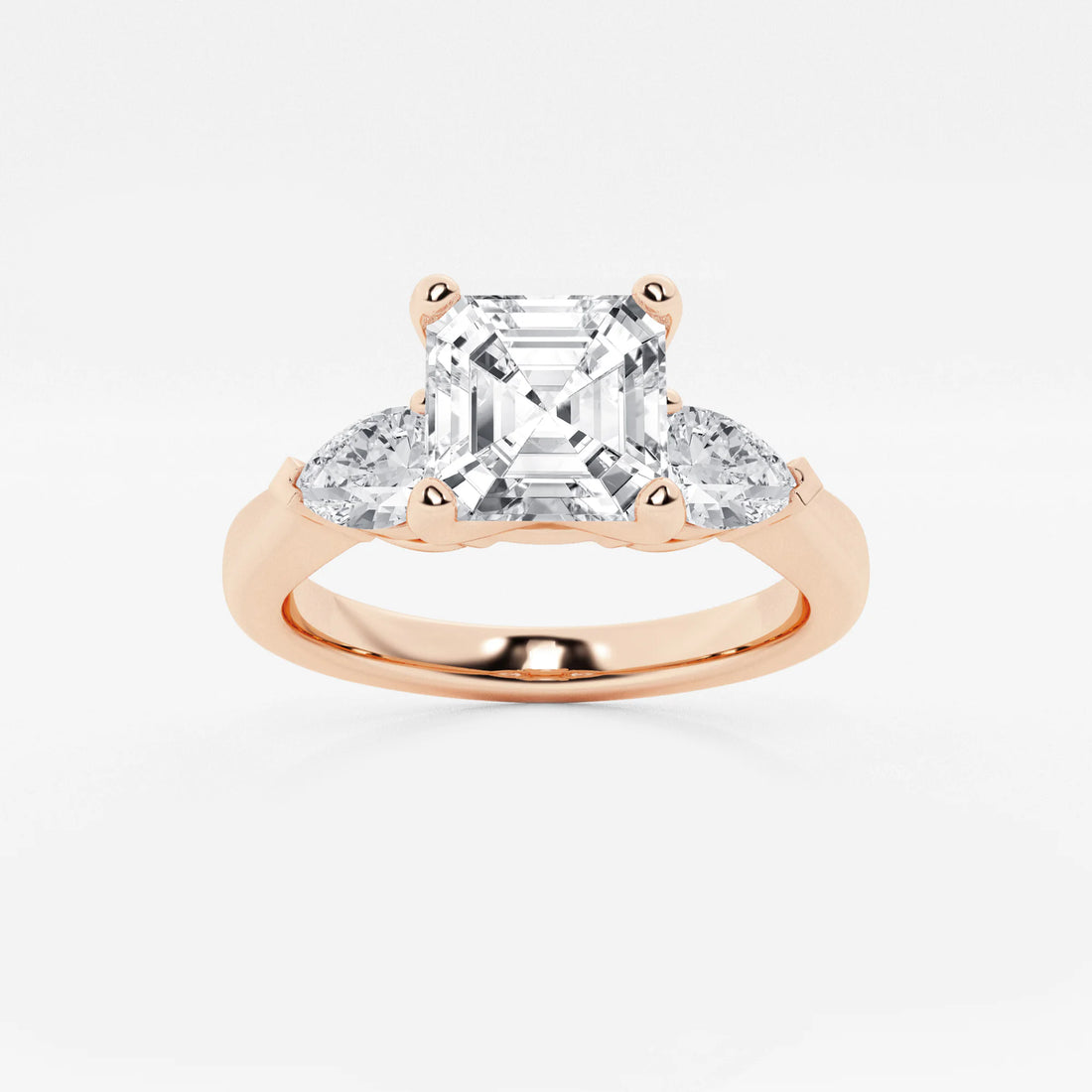 Celestial Harmony Asscher Diamond Three-Stone Engagement Ring