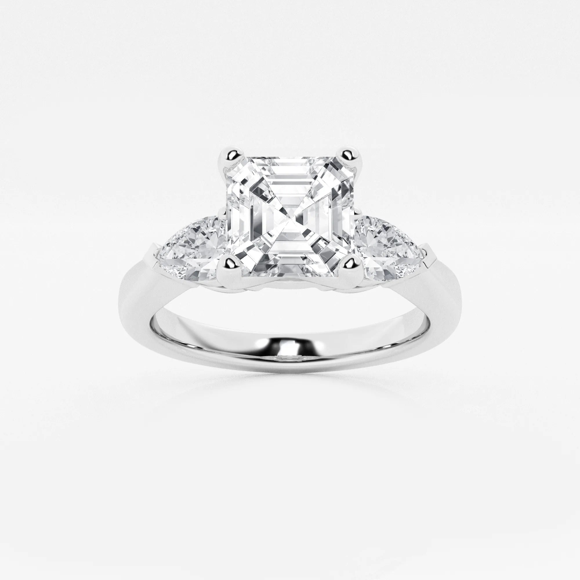 Celestial Harmony Asscher Diamond Three-Stone Engagement Ring