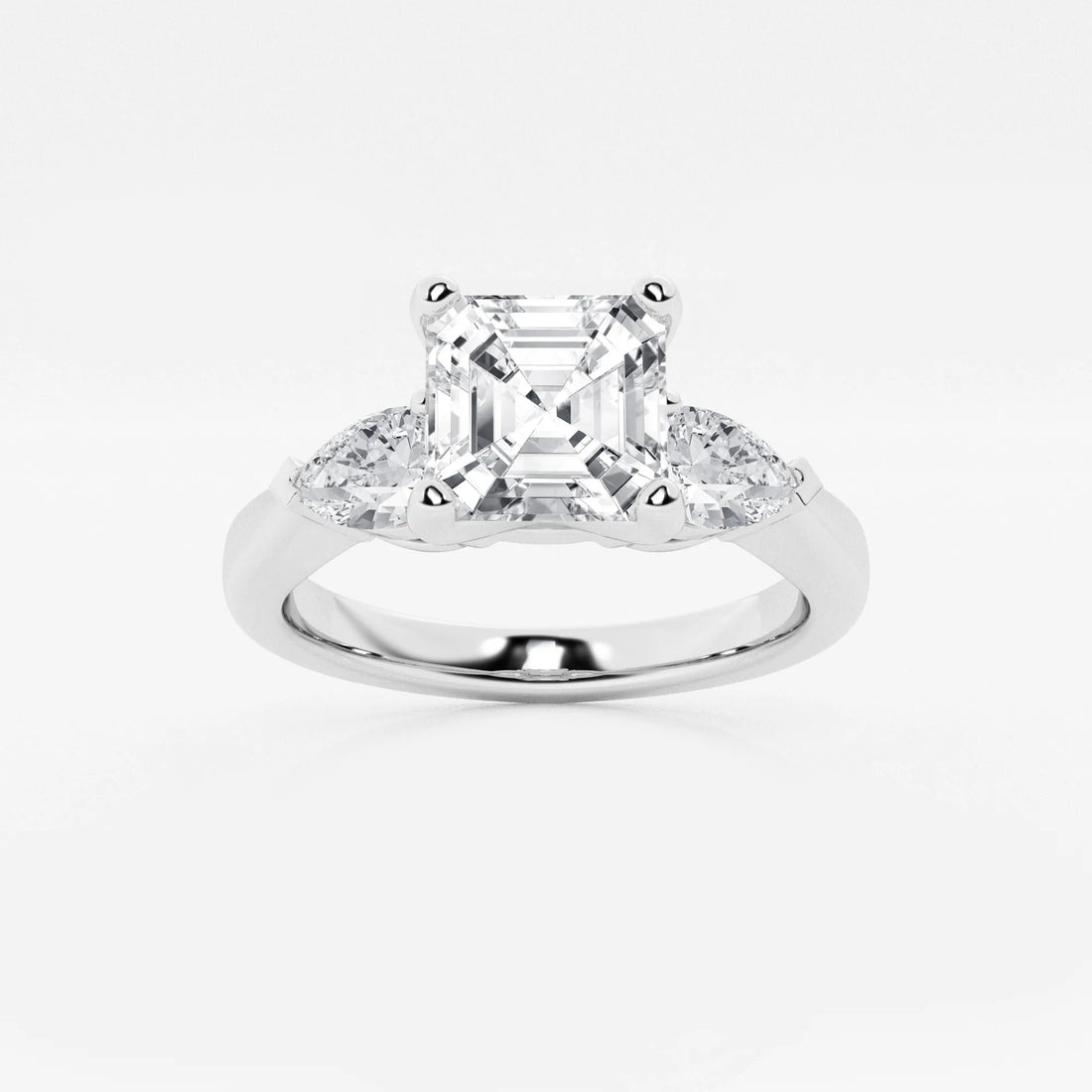 Celestial Harmony Asscher Diamond Three-Stone Engagement Ring