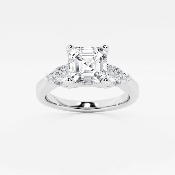 Celestial Harmony Asscher Diamond Three-Stone Engagement Ring