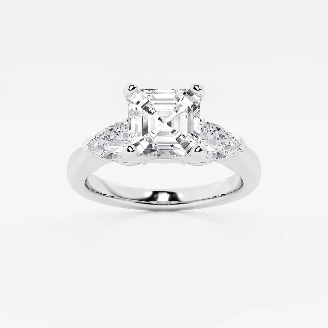 Celestial Harmony Asscher Diamond Three-Stone Engagement Ring
