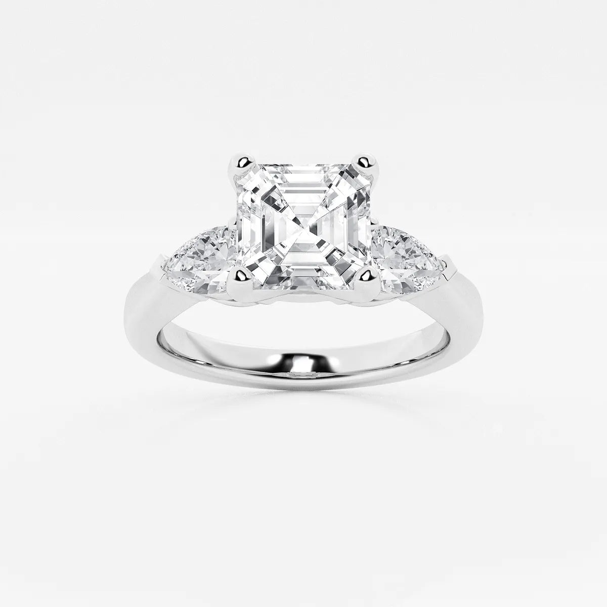 Celestial Harmony Asscher Diamond Three-Stone Engagement Ring