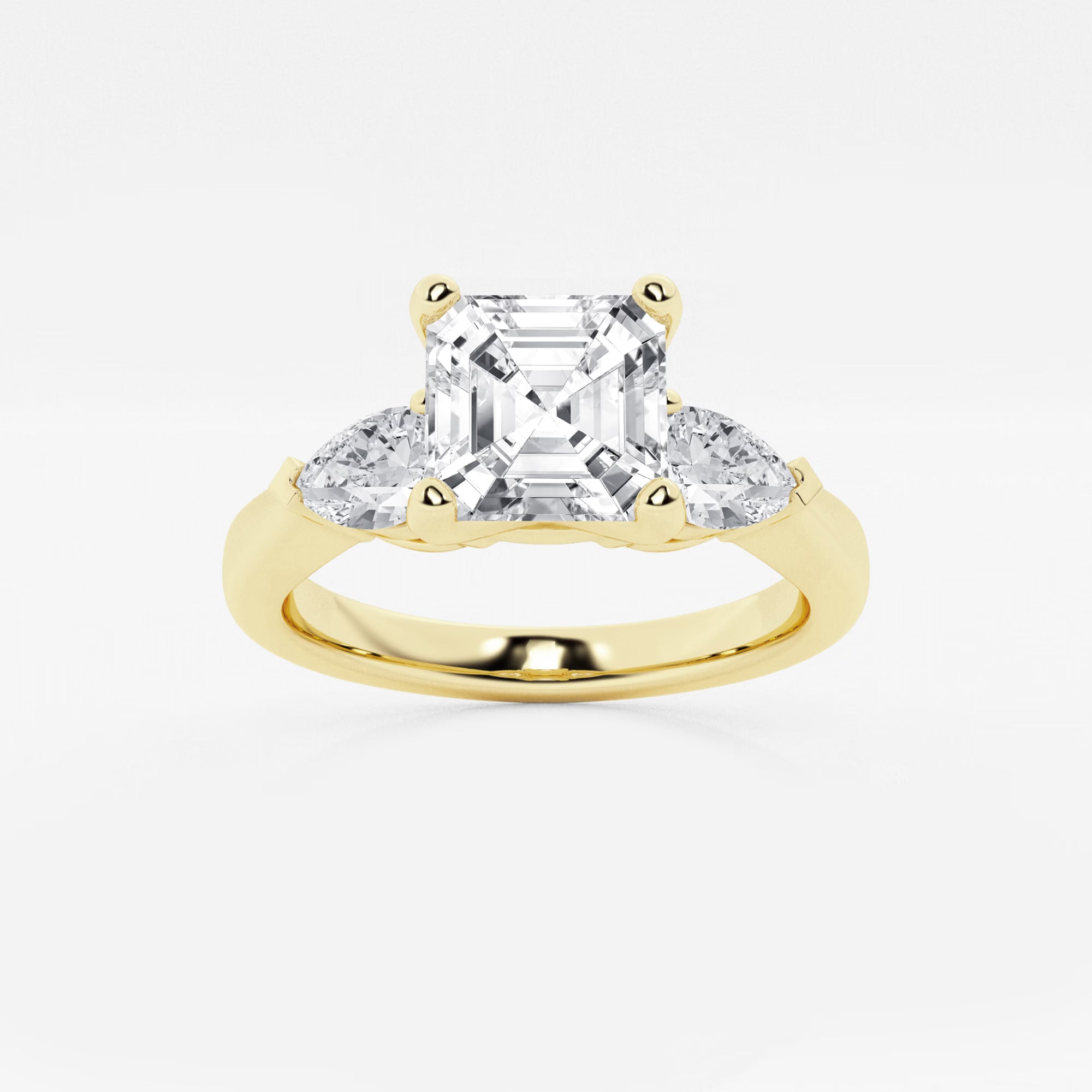 Celestial Harmony Asscher Diamond Three-Stone Engagement Ring
