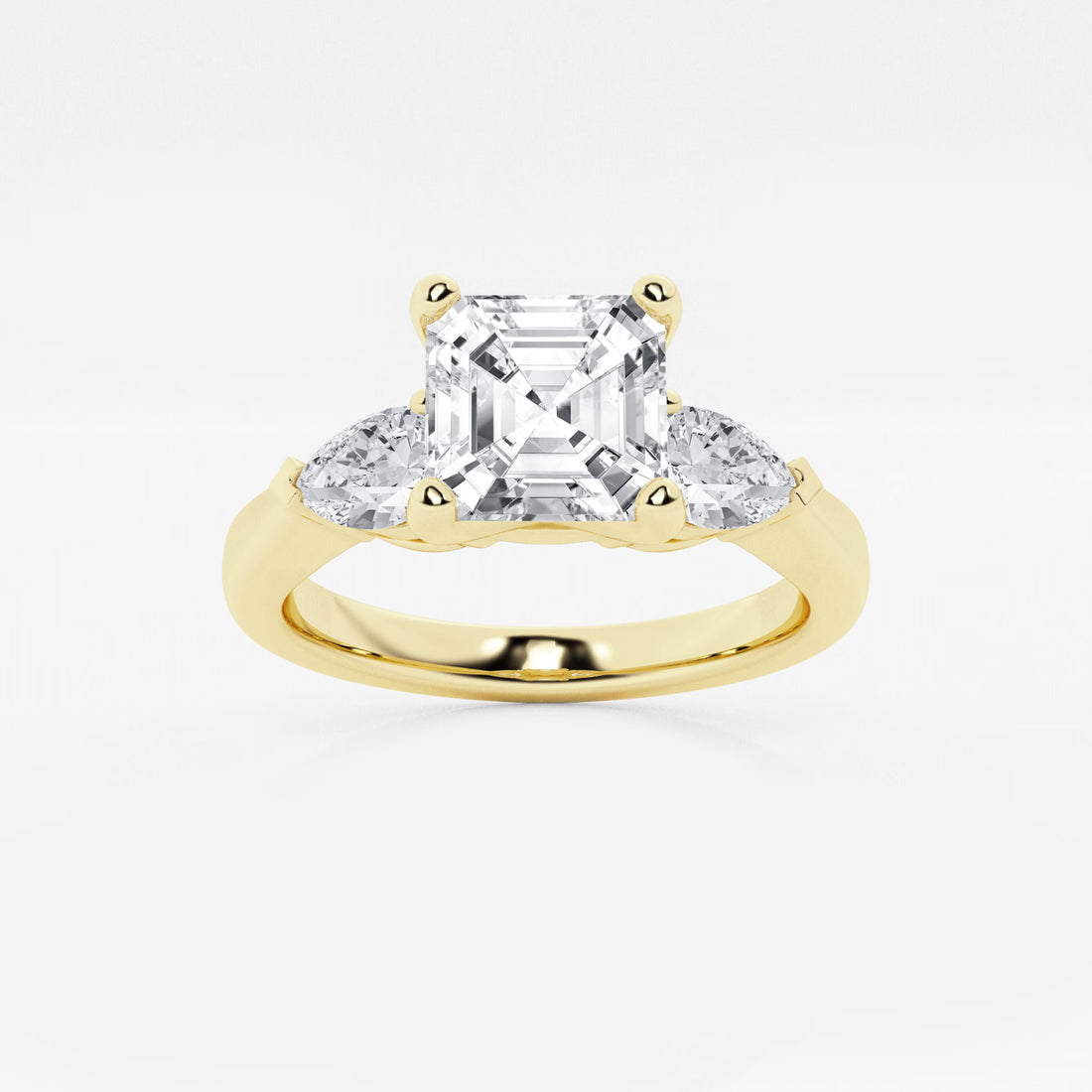 Celestial Harmony Asscher Diamond Three-Stone Engagement Ring