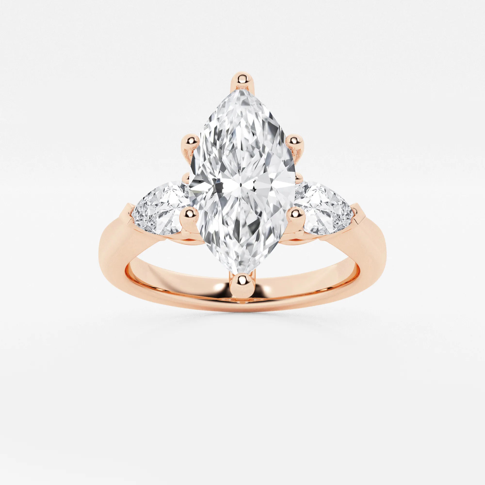 Evania Marquise Lab-Grown Diamond Engagement Ring with Pear Side Accents