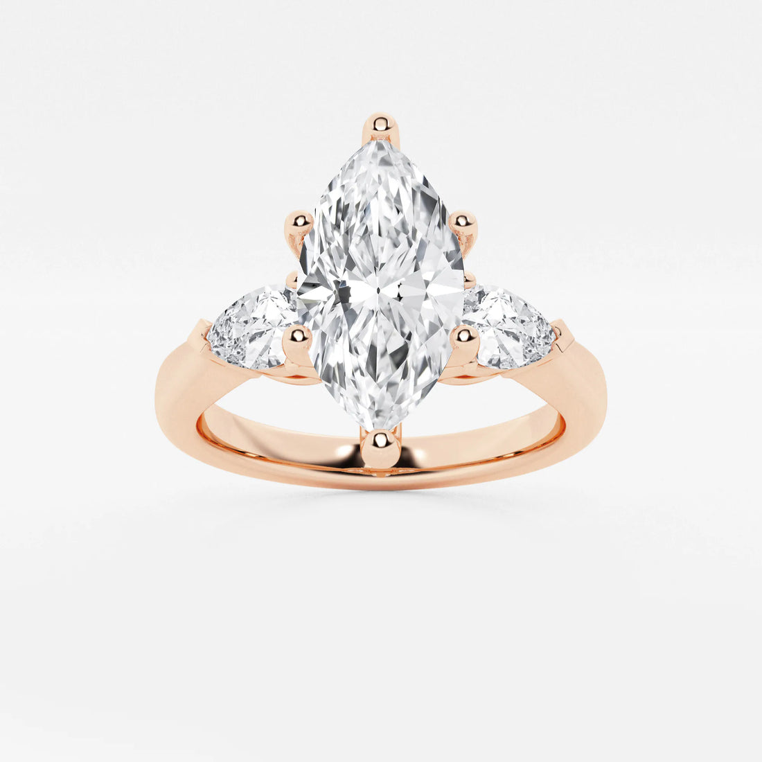 Evania Marquise Lab-Grown Diamond Engagement Ring with Pear Side Accents