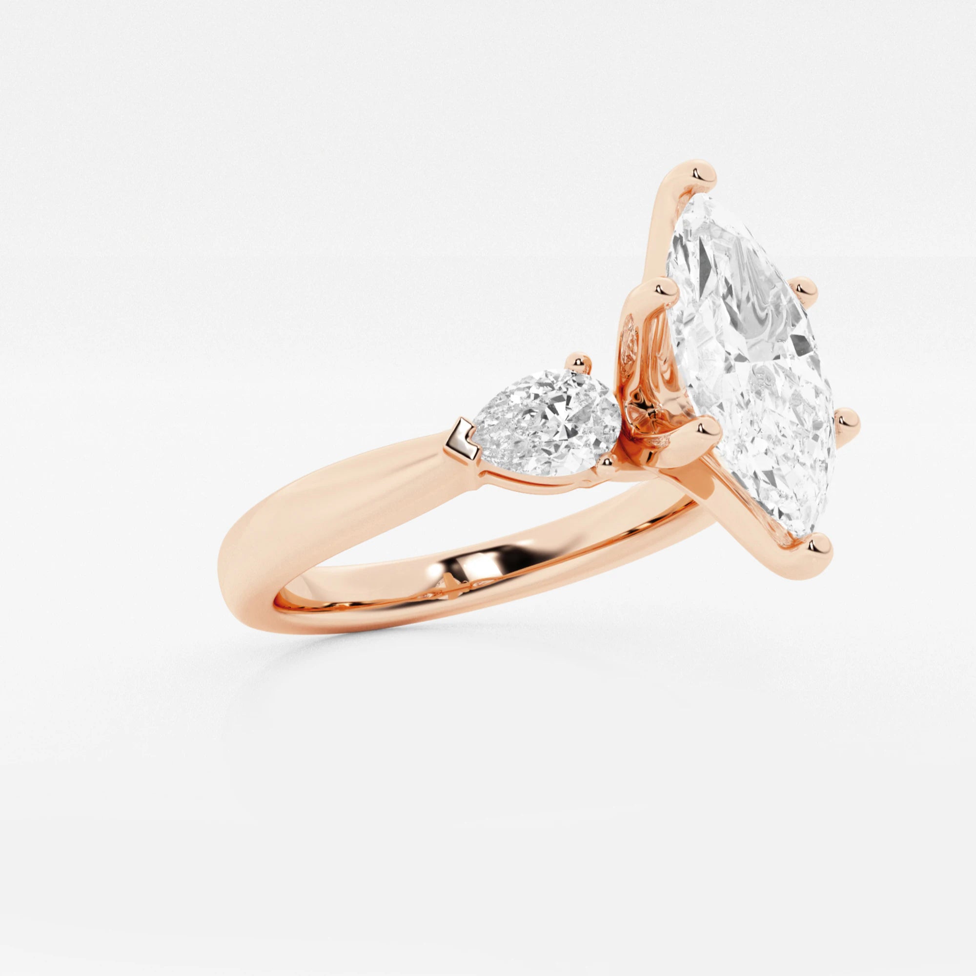 Evania Marquise Lab-Grown Diamond Engagement Ring with Pear Side Accents