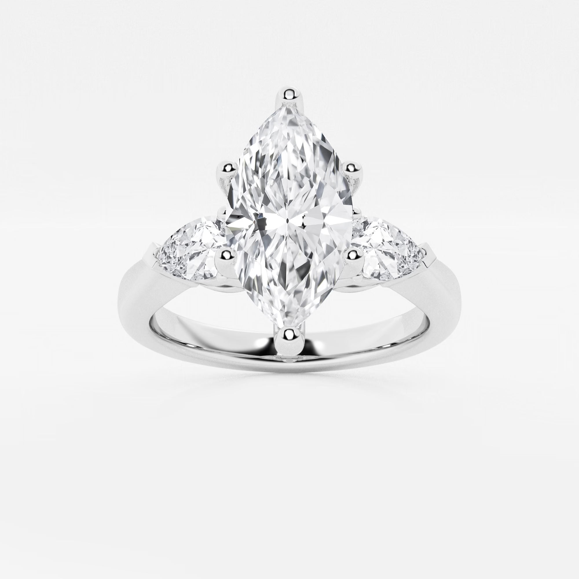Evania Marquise Lab-Grown Diamond Engagement Ring with Pear Side Accents