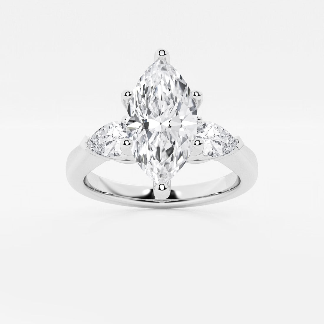 Evania Marquise Lab-Grown Diamond Engagement Ring with Pear Side Accents