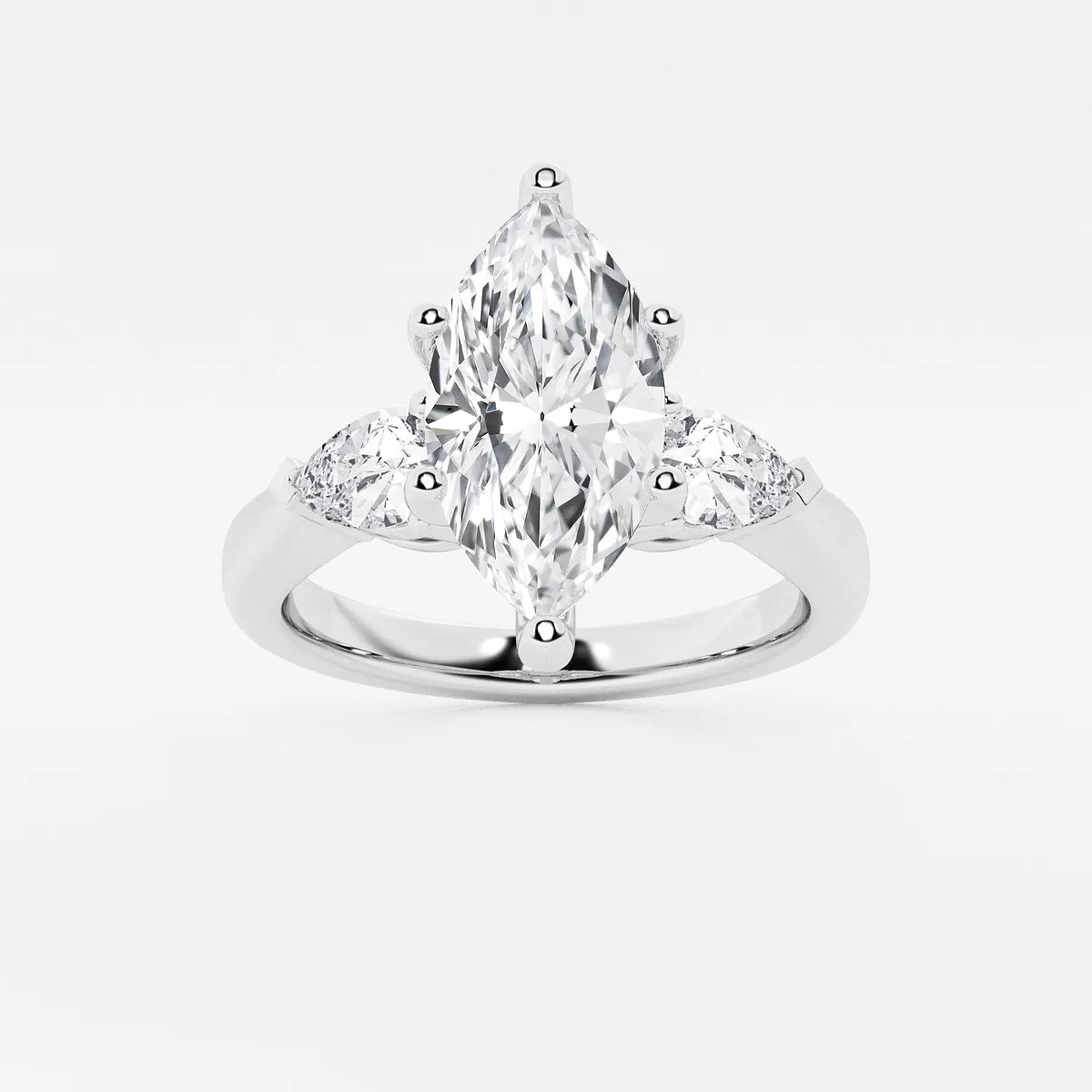 Evania Marquise Lab-Grown Diamond Engagement Ring with Pear Side Accents