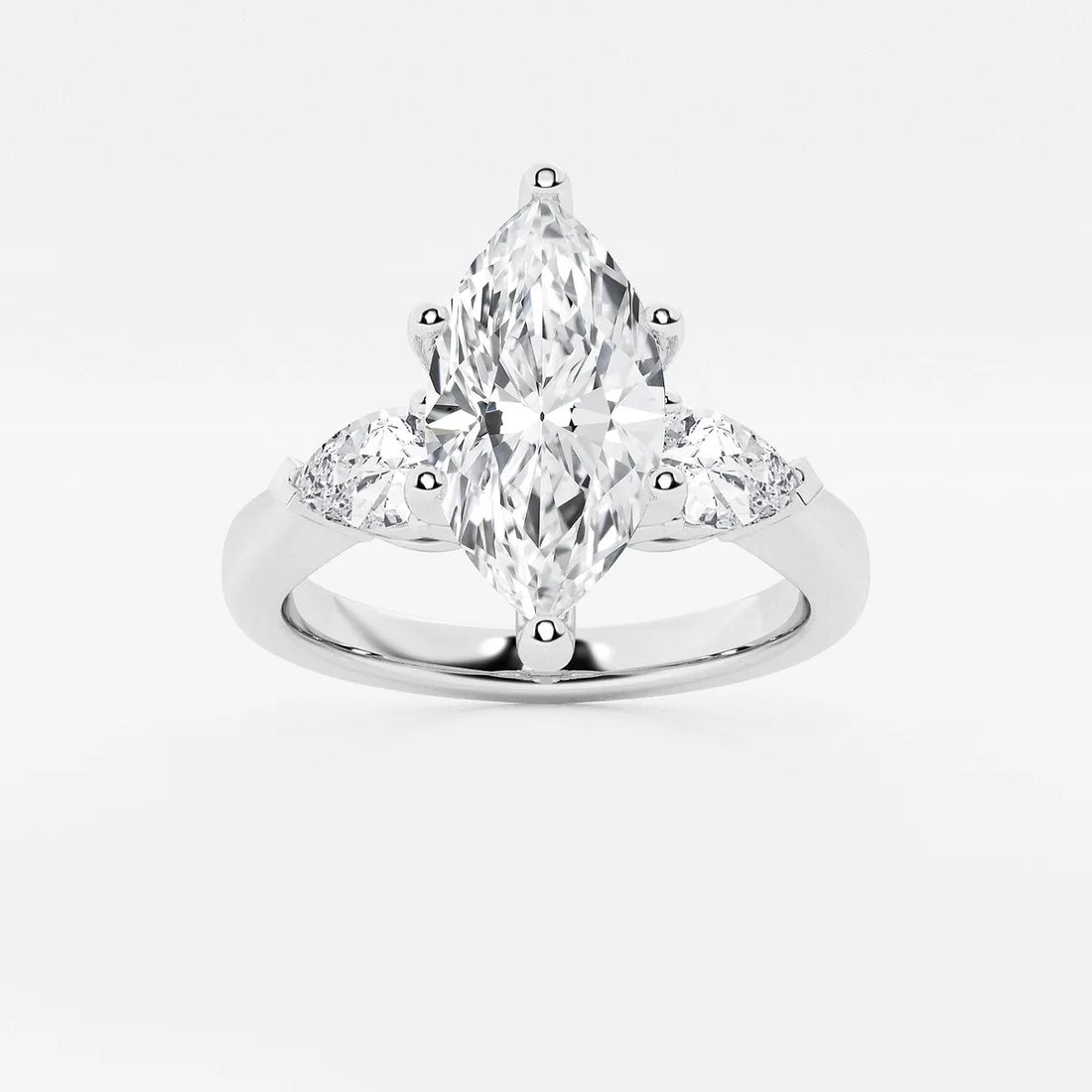 Evania Marquise Lab-Grown Diamond Engagement Ring with Pear Side Accents