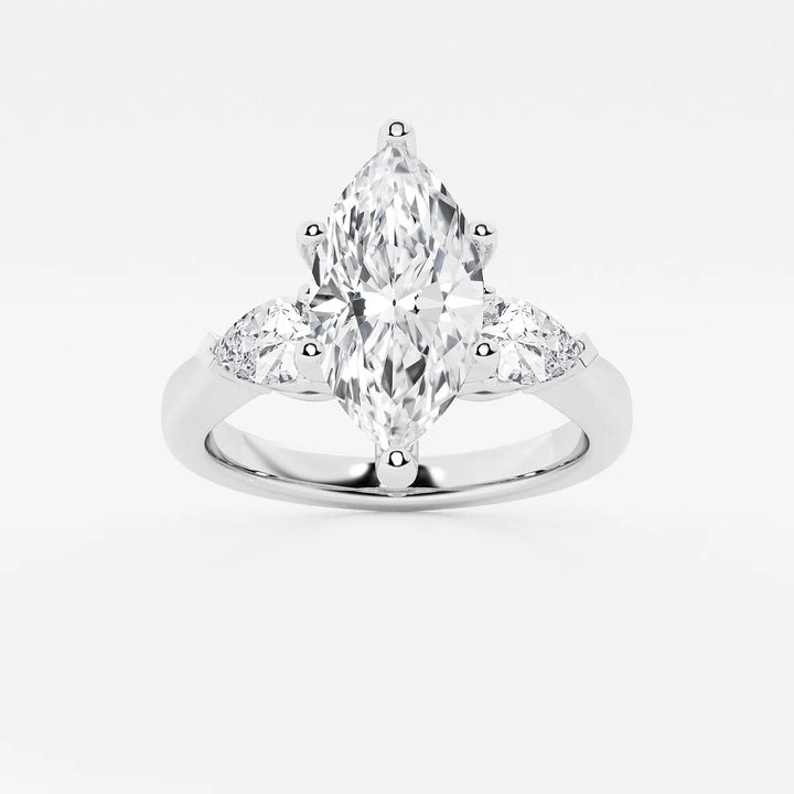 Evania Marquise Lab-Grown Diamond Engagement Ring with Pear Side Accents