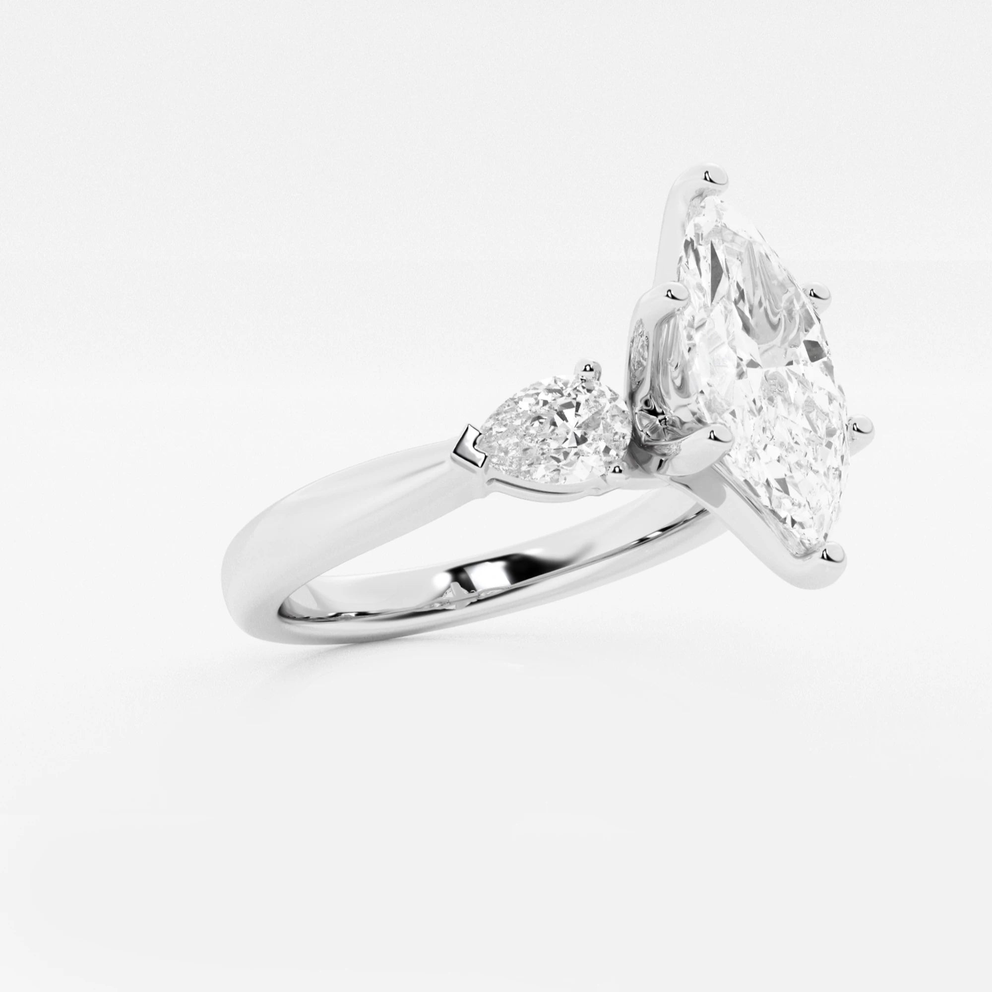 Evania Marquise Lab-Grown Diamond Engagement Ring with Pear Side Accents