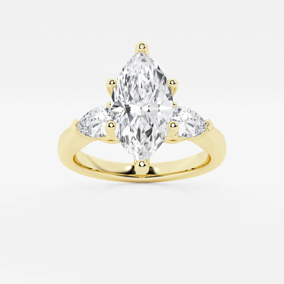 Evania Marquise Lab-Grown Diamond Engagement Ring with Pear Side Accents