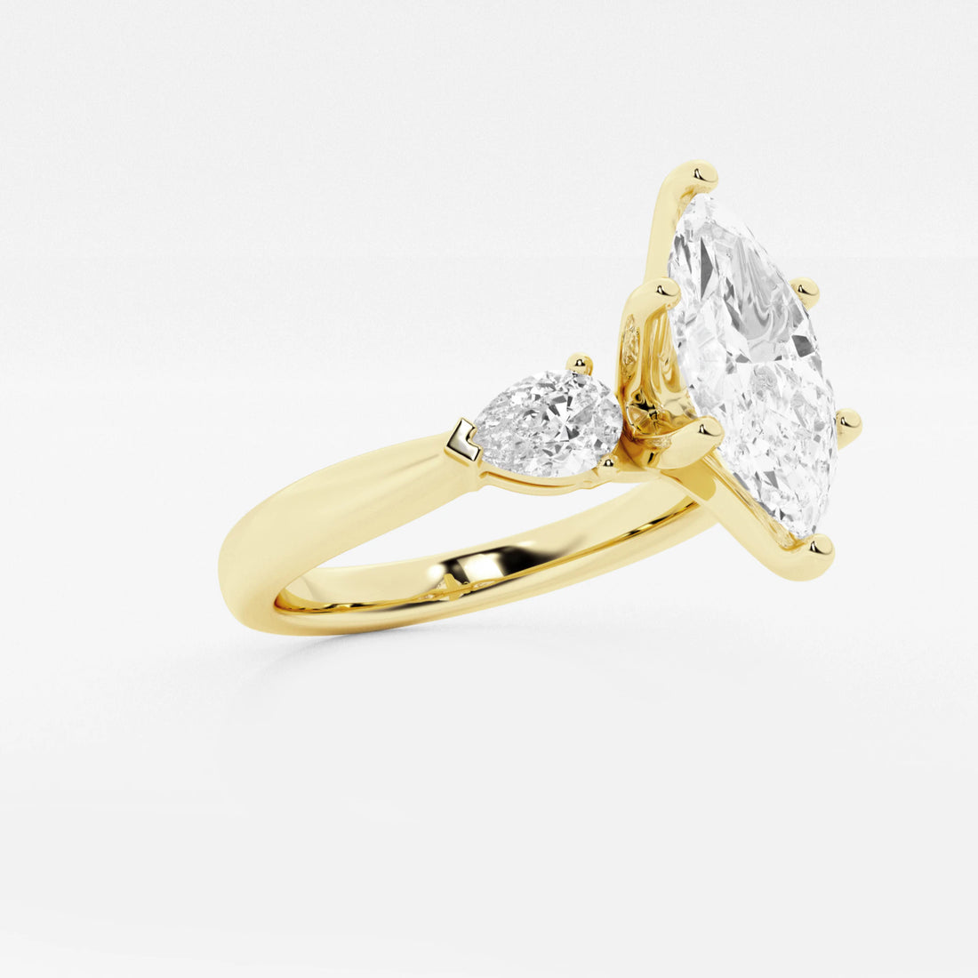 Evania Marquise Lab-Grown Diamond Engagement Ring with Pear Side Accents