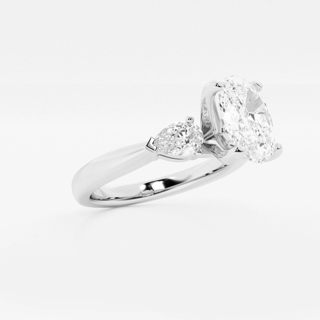 Oval Three Stone Lab-Grown Diamond Engagement Ring with Pear Side Stones