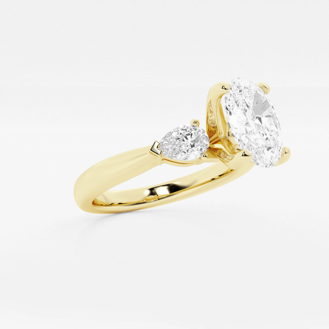 Oval Three Stone Lab-Grown Diamond Engagement Ring with Pear Side Stones