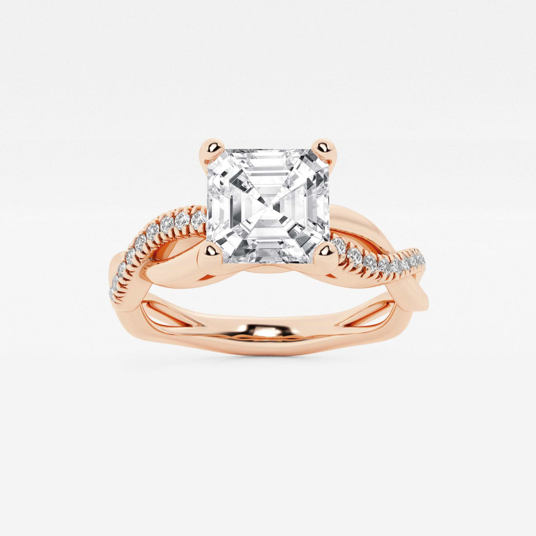 Asscher Lab Grown Diamond Intertwined Engagement Ring