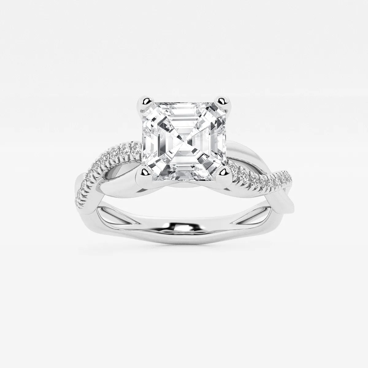 Asscher Lab Grown Diamond Intertwined Engagement Ring