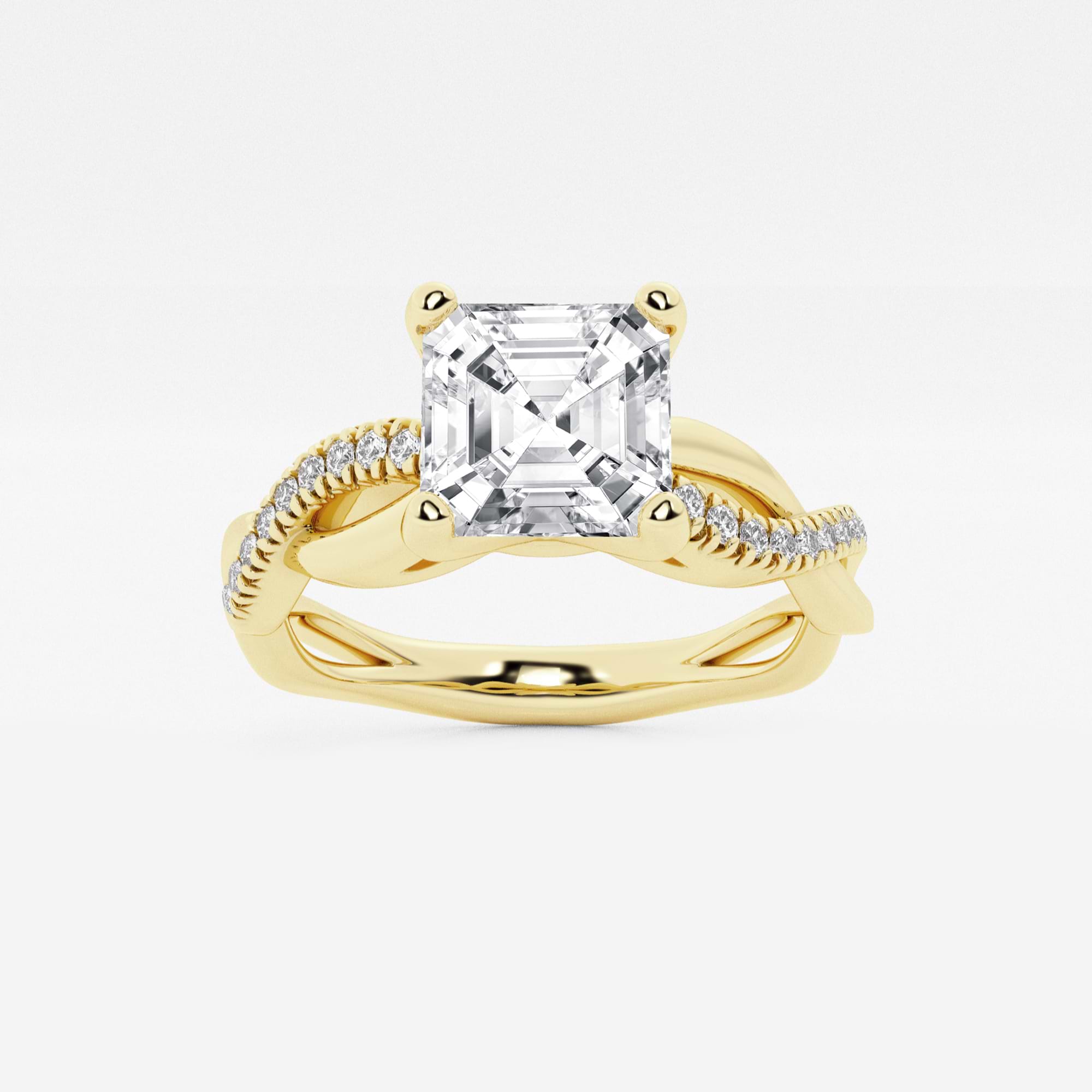 Asscher Lab Grown Diamond Intertwined Engagement Ring
