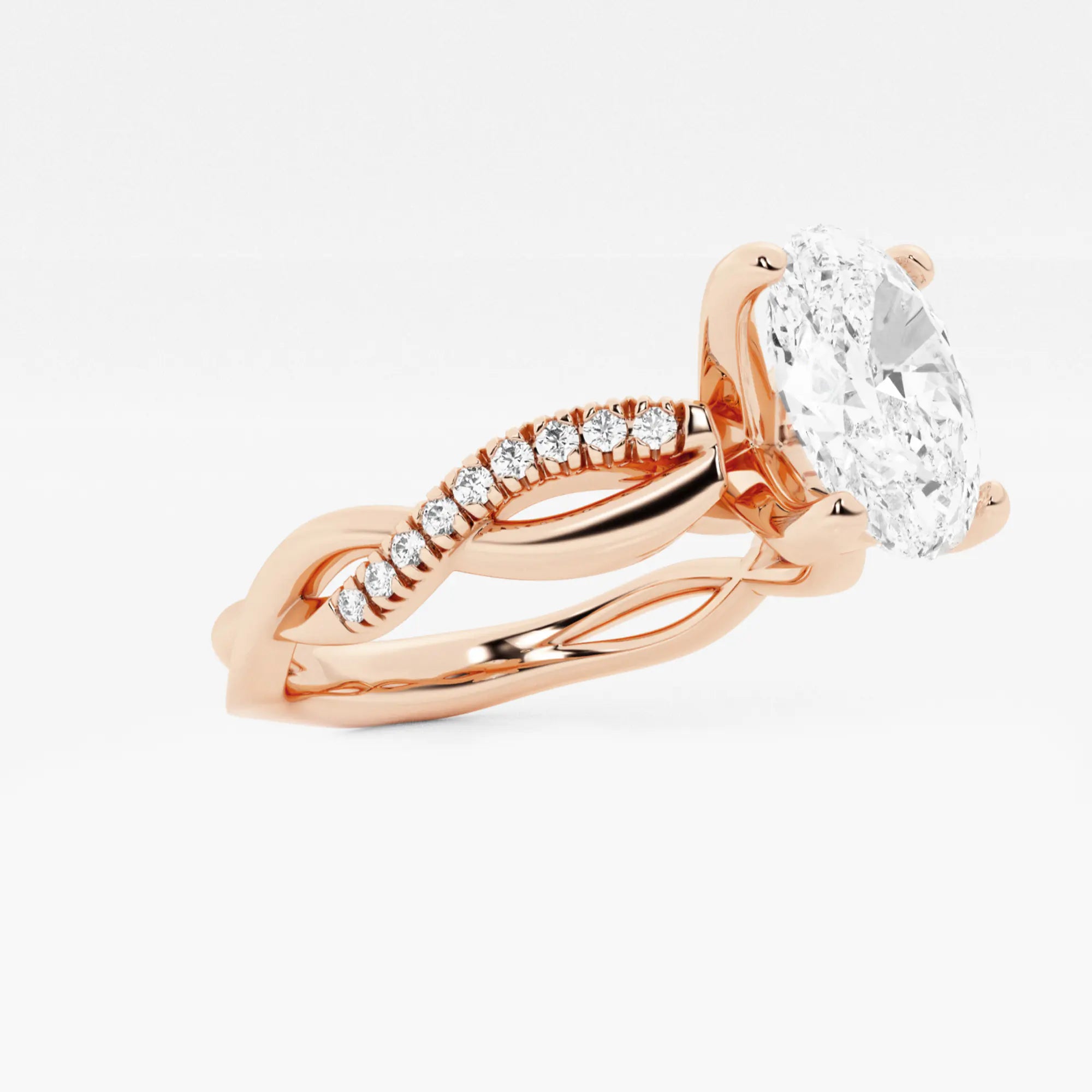 Oval Lab Diamond Twist Engagement Ring