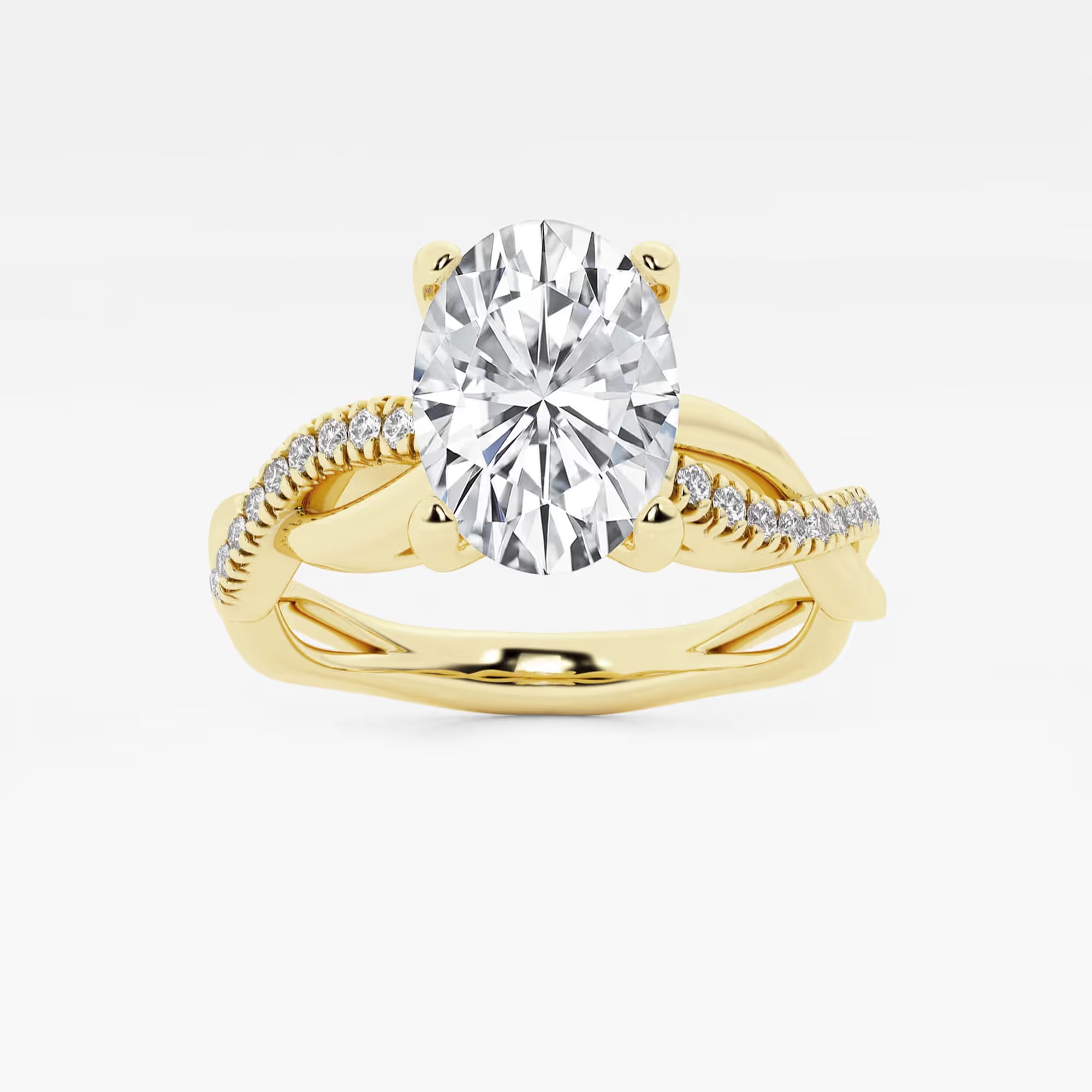 Oval Lab Diamond Twist Engagement Ring